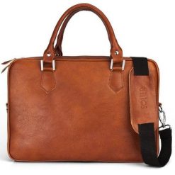 Skórzana torba na laptopa Solier SL22 brązowy vintage. Brązowe torby na laptopa męskie Solier, bez wzorów, ze skóry. Za 599.00 zł.