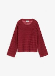 Sweter oversize, półprzezroczysty. Fioletowe swetry damskie bonprix, bez wzorów, bez kołnierzyka, bez ramiączek, bez kaptura. Za 149.99 zł.