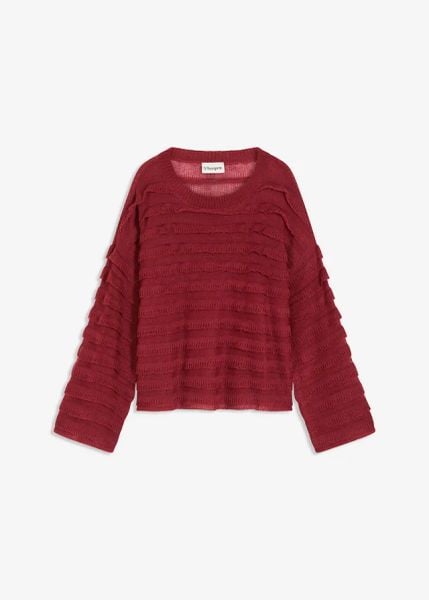 Sweter oversize, półprzezroczysty. Fioletowe swetry damskie bonprix, bez wzorów, bez kołnierzyka, bez ramiączek, bez kaptura. Za 149.99 zł.