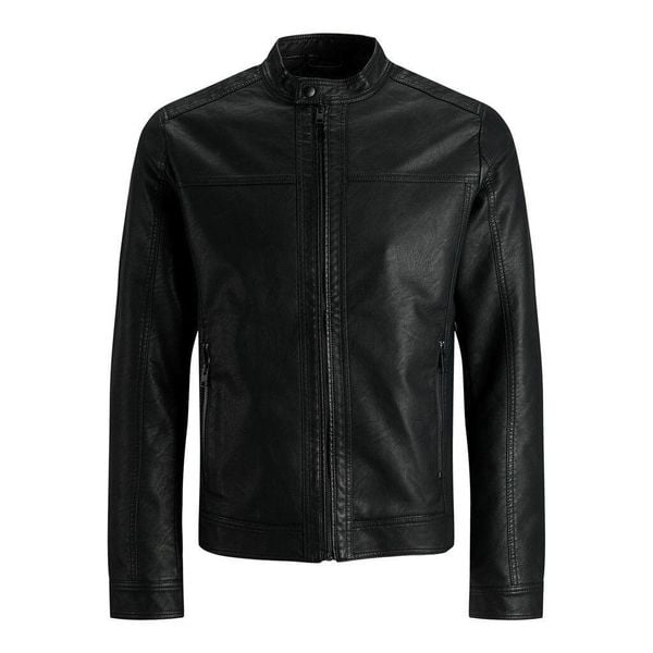 Kurtka Jack & Jones Arner skórzana czarna. Czarne kurtki męskie Jack&Jones, na zimę, s, bez wzorów, z materiału, eleganckie, bez kaptura. Za 258.80 zł.