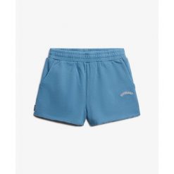 Szorty z logo w kolorze denimowym dla kobiet Superdry. Niebieskie szorty damskie Superdry., bez wzorów. W wyprzedaży za 146.00 zł.