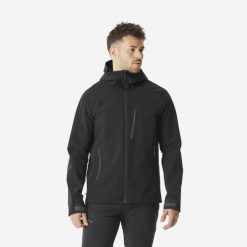 Second Life - Kurtka softshell turystyczna męska Quechua... - Stan Dobry. Czarne kurtki męskie FORCLAZ, m, bez wzorów, z materiału, klasyczne, z kapturem. Za 186.99 zł.
