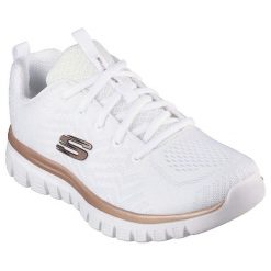 Buty SKECHERS GRACEFUL GET CONNECTED Biały. Białe obuwie sportowe damskie Skechers, bez wzorów, z materiału, trekkingowe, Skechers Sport. Za 279.99 zł.