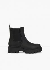Sztyblety marki Esprit. Czarne botki damskie bonprix, bez obcasa, bez zapięcia. Za 349.99 zł.