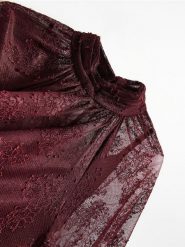 Koronkowa bluzka - bordowy. Czerwone bluzki damskie Reserved, l, bez wzorów, z koronki, bez kołnierzyka, bez ramiączek. Za 139.99 zł.