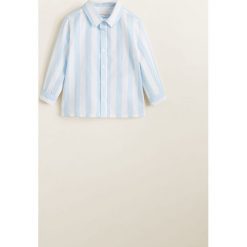 Mango Kids - Koszula dziecięca Blues 80-104 cm. Niebieskie koszule dla chłopców Mango Kids, bez wzorów, z bawełny, casualowe, bez kołnierzyka, bez ramiączek. W wyprzedaży za 29.90 zł.