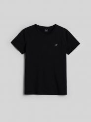 4F T-shirt regular gładki damski - czarny XL. Czarne t-shirty damskie 4f, uniwersalny, bez wzorów, z bawełny, klasyczne, bez kołnierzyka. Za 49.99 zł.