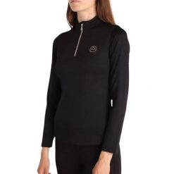 Damska techniczna koszulka polo do jazdy konnej Montar Everly. Czarne koszulki sportowe damskie MONTAR, xs, bez wzorów, z materiału, bez kołnierzyka, bez ramiączek, na fitness i siłownię. Za 260.00 zł.