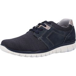 Sneakersy w kolorze granatowym. Niebieskie trampki męskie Buty na każdą okazję, bez wzorów, z materiału. W wyprzedaży za 219.95 zł.