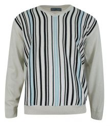 Sweter Beżowy w Serek, Paski, Prążki, Dekolt V-neck, Elegancki -BELIKA- Męski. Brązowe paski damskie Belika, bez wzorów, z bawełny, eleganckie. Za 169.00 zł.