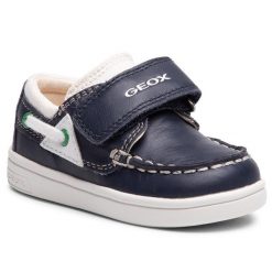 Półbuty Geox. Niebieskie półbuty chłopięce Geox, bez wzorów, bez zapięcia. Za 159.99 zł.