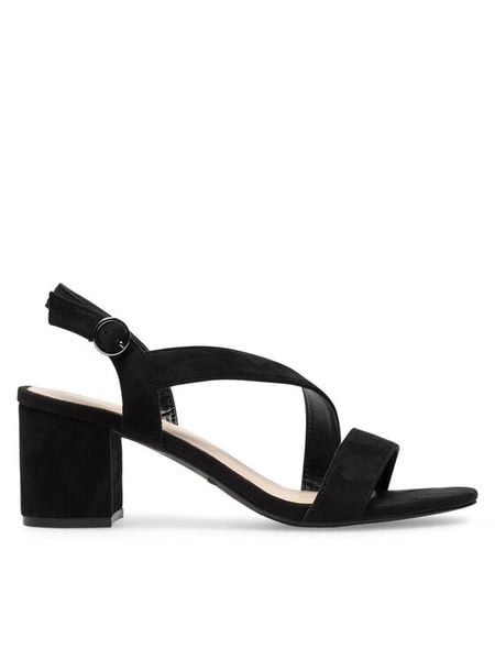 Clara Barson Sandały AK250423-3 Czarny. Czarne sandały damskie Clara Barson, bez wzorów, z materiału, bez obcasa, na słupku, bez zapięcia. Za 69.99 zł.