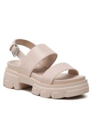 DeeZee Sandały WS87666-3 Beżowy. Brązowe sandały damskie DeeZee, bez wzorów, ze skóry, bez obcasa, na płaskiej podeszwie, bez zapięcia. Za 73.99 zł.