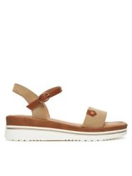 Clara Barson Sandały WS2506-01 Beżowy. Brązowe sandały damskie Clara Barson, bez wzorów, z materiału, bez obcasa, na koturnie, bez zapięcia. Za 119.99 zł.