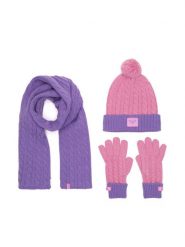 Roxy Zestaw czapka, szalik i rękawiczki RX-KF-001-AW24 Fioletowy. Fioletowe czapki dla dzieci Roxy, bez wzorów, z dzianiny. Za 99.99 zł.