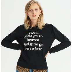 Bluza z hasłem - Czarny. Czarne bluzy damskie Sinsay. Za 29.99 zł.