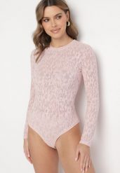 Różowe Body z Wiskozą Koronkowym Wzorem Elidan. Czerwone bluzki damskie Born2be, l, bez wzorów, z koronki, klasyczne, bez kołnierzyka, bez ramiączek. Za 89.99 zł.