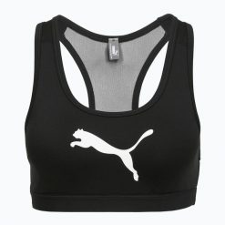 Biustonosz do biegania PUMA 4Keeps Bra. Czarne biustonosze Puma, bez wzorów, z elastanu. Za 129.99 zł.