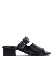 Calvin Klein Jeans Klapki Heel Square Mg Buckle Lth YW0YW01701 Czarny. Czarne klapki damskie Calvin Klein Jeans, bez wzorów, z jeansu, bez obcasa. W wyprzedaży za 259.99 zł.