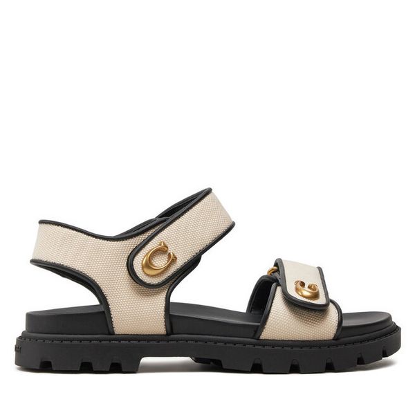 Sandały Coach. Brązowe sandały damskie Coach, bez wzorów, bez obcasa, na płaskiej podeszwie, bez zapięcia. Za 739.99 zł.