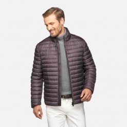 Kurtka GEOX M4625G Brązowy. Brązowe kurtki męskie Geox, m, bez wzorów, z puchu, bez kaptura. Za 487.99 zł.