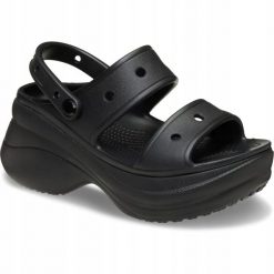 Sandały dla Kobiet Crocs Bae Sandal. Czarne sandały damskie Crocs, bez wzorów, z materiału, bez obcasa, na platformie, bez zapięcia. Za 119.99 zł.