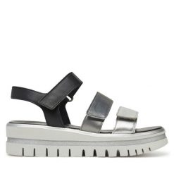 Sandały Gabor. Szare sandały damskie Gabor, bez wzorów, bez obcasa, na koturnie, bez zapięcia. Za 369.99 zł.