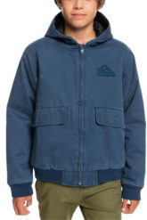 Kurtka przejściowa chłopięca Quiksilver Just Cool. Niebieskie kurtki i płaszcze dla chłopców Quiksilver, bez wzorów, z materiału, bez kaptura. Za 121.49 zł.