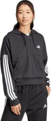Adidas Bluza damska adidas Essentials 3-Stripes French Terry Quarter-Zip Hoodie czarna JN1956 L. Czarne bluzy damskie Adidas, l, bez wzorów, bez kaptura. Za 198.99 zł.