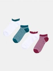 Prążkowane skarpetki stopki z bawełną 4 pack - wielobarwny. Skarpety damskie Sinsay, bez wzorów, z bawełny. Za 12.99 zł.