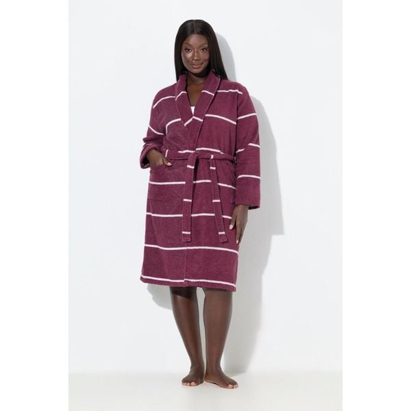 Damskie Szlafrok paski szalowy kołnierz długi rękaw frotte. Czerwone paski damskie Ulla Popken, bez wzorów, z bawełny, sportowe. Za 349.99 zł.