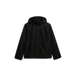 Kurtka przeciwdeszczowa z kapturem Superdry Shell. Czarne kurtki męskie Superdry., m, bez wzorów, z kapturem. Za 440.75 zł.