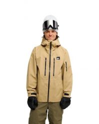 Kurtka śniegowa techniczna dla Mężczyzn OVERCAST 3L 20K. Brązowe kurtki snowboardowe męskie Quiksilver, l, bez wzorów, z materiału, bez kaptura, narciarskie. Za 1,199.99 zł.