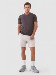 4F Spodenki treningowe szybkoschnące męskie - beżowe XL. Brązowe krótkie spodenki sportowe męskie 4f, m, bez wzorów, z dzianiny, na fitness i siłownię. W wyprzedaży za 129.99 zł.