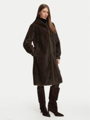 Marella Futro Emme by Marella Fanello 2625456102 Beżowy ciemny Regular Fit. Brązowe płaszcze damskie Marella, bez wzorów, z futra, bez kaptura. Za 1,489.00 zł.
