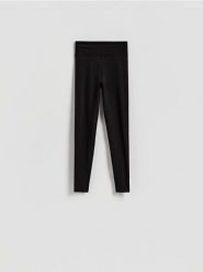 Gładkie legginsy - czarny. Czarne legginsy damskie Reserved, l, bez wzorów, z dzianiny. Za 89.99 zł.