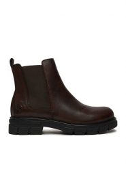 Rieker Sztyblety Z9150-25 Brązowy. Brązowe botki damskie Rieker, ze skóry, bez obcasa, na płaskiej podeszwie, bez zapięcia. Za 359.99 zł.