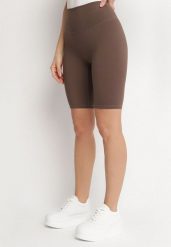 Brązowe Szorty Typu Kolarki z Wysokim Stanem Asallie. Brązowe szorty sportowe damskie Born2be, s, z aplikacjami, sportowe, z podwyższonym stanem, trekkingowe. Za 34.99 zł.