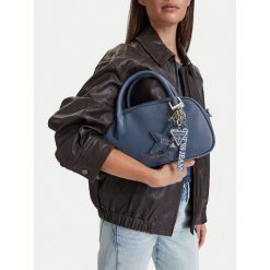 Torebka Guess Jeans. Niebieskie torebki do ręki damskie Guess Jeans, z aplikacjami, z jeansu, klasyczne, bez dodatków. Za 249.99 zł.