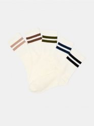Długie skarpetki z paskami 5 pack - kremowy. Białe skarpety męskie Sinsay, bez wzorów. Za 19.99 zł.