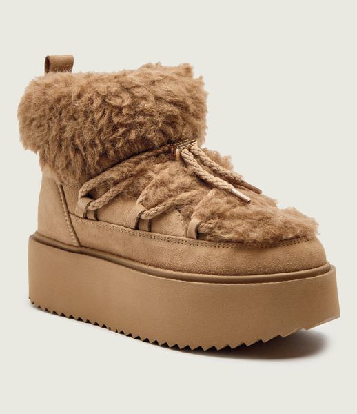 INUIKII TEDDY PLATFORM Śniegowce damskie. Brązowe śniegowce i trapery damskie Inuikii, z futra. Za 959.99 zł.