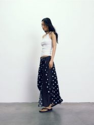 Spódnica maxi w groszki - czarny. Czarne spódnice damskie Reserved, l, bez wzorów, z tkaniny, maxi, proste. Za 119.99 zł.