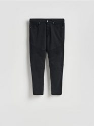 Bawełniane spodnie skinny - czarny. Czarne spodnie materiałowe męskie Reserved, l, bez wzorów, z bawełny. Za 149.99 zł.