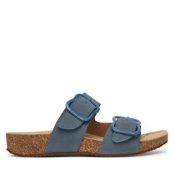 Klapki Josef Seibel. Niebieskie klapki damskie Josef Seibel, bez wzorów, bez obcasa. Za 279.99 zł.