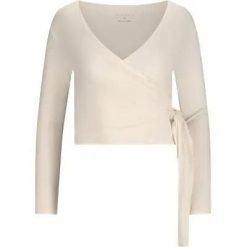 Athlecia Walyn W Kopertowa bluzka z wiskozy – 1207 Vaporous Gray. Szare bluzki damskie Athlecia, bez wzorów, z elastanu, eleganckie, bez kołnierzyka, bez ramiączek. Za 158.50 zł.