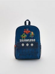 Plecak Brawl Stars - granatowy. Niebieskie torby i plecaki dziecięce Reserved, z materiału, małe. Za 99.99 zł.