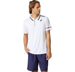 Koszulka sportowa męska Asics Court Polo Shirt. Białe koszulki polo męskie Asics, l, bez wzorów, z materiału, klasyczne, bez ramiączek. Za 199.90 zł.