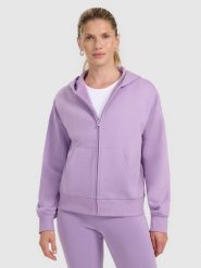 4F Bluza dresowa rozpinana z kapturem damska - fioletowa S. Fioletowe bluzy damskie 4f, s, bez wzorów, z dresówki, z kapturem. Za 169.99 zł.