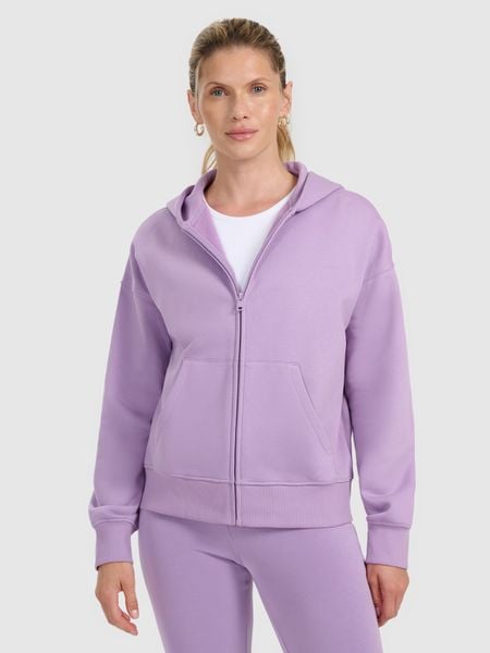 4F Bluza dresowa rozpinana z kapturem damska - fioletowa S. Fioletowe bluzy damskie 4f, s, bez wzorów, z dresówki, z kapturem. Za 169.99 zł.