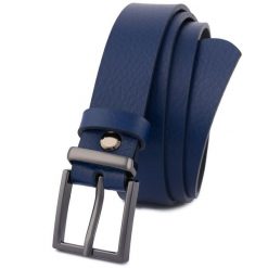 Pasek skórzany BELTIMORE r.85-100 cm O12 granatowy. Niebieskie paski damskie bez wzorów. Za 54.90 zł.